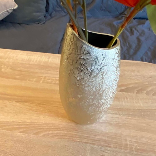 Modern ceramic vase 29cm gold with embossed design like new