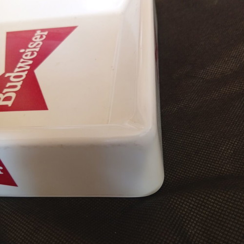 Budweiser ashtray used vintage melamine square 18x18 cm