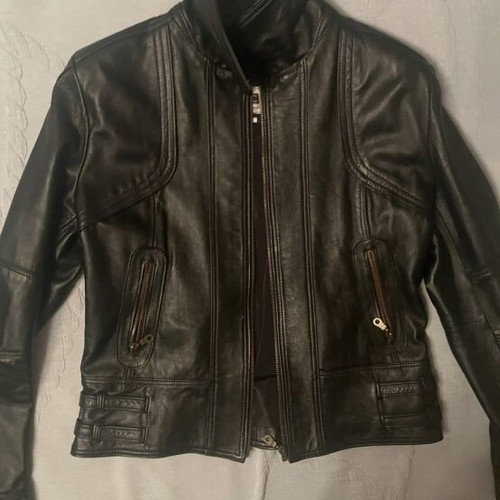 Leather jacket new, black, women's size S