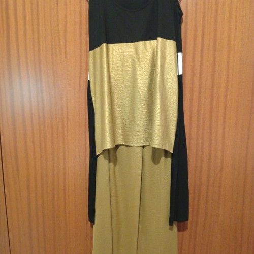 Seva set top and palazzo pants gold-black like new