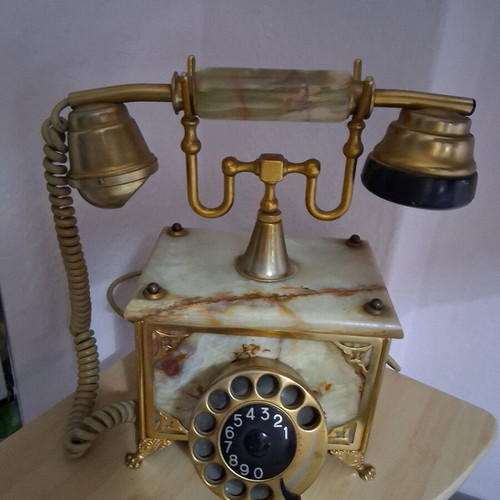 Marble vintage telephone used with bronze