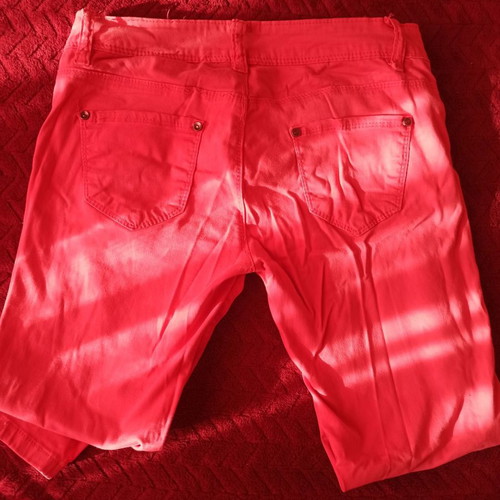 Women's pink pants used, size M, soft denim fabric