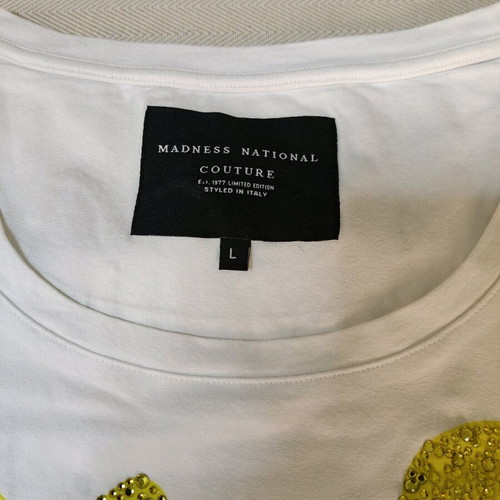 Madness National Couture women's top t-shirt new with rhinestone skull design