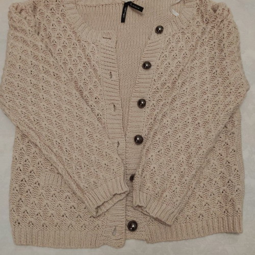 Beige cardigan used, size L with metal buttons