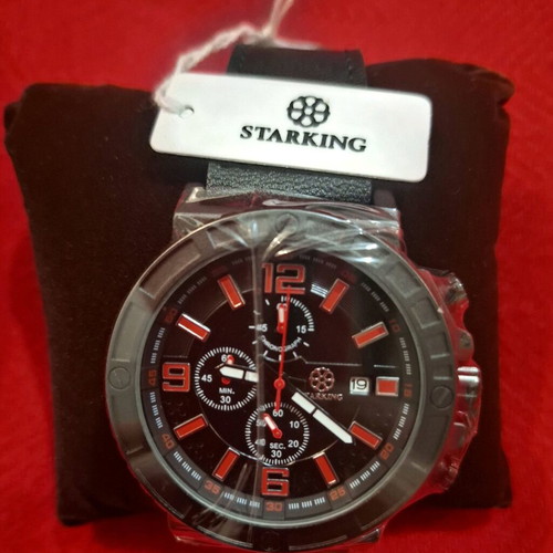 Starking men's watch new, chronograph, leather, waterproof, 48mm