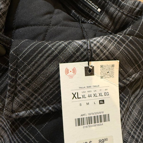 Zara men's jacket cardigan new, black and gray, size XL