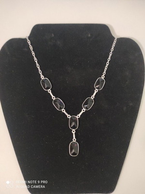 Handmade necklace with amethyst gemstone, new, 45 cm chain