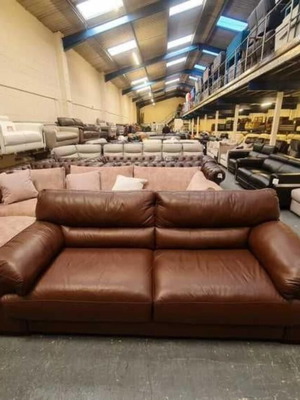 Brown leather Santino three-seater sofa new, genuine leather