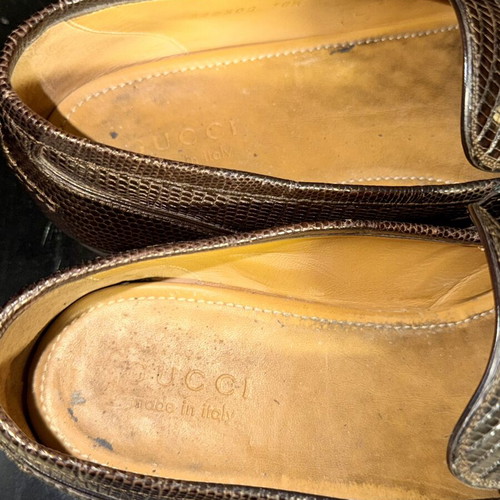 Gucci Lizard Horsebit brown loafers