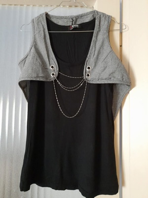 Morgan de Toi Y2K top with integrated houndstooth vest like new, size M