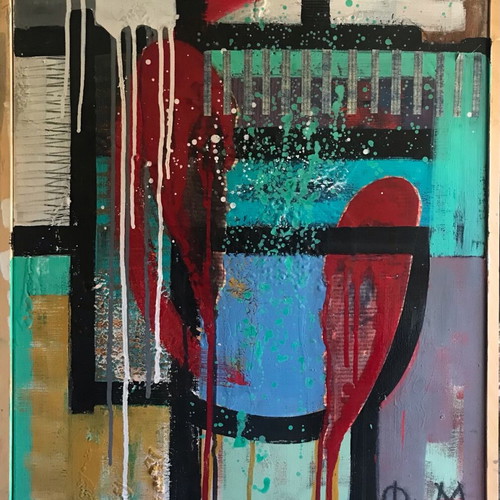 Painting by Faii Anagnostopoulou - Mantzari like new, expressionist on canvas 50x65