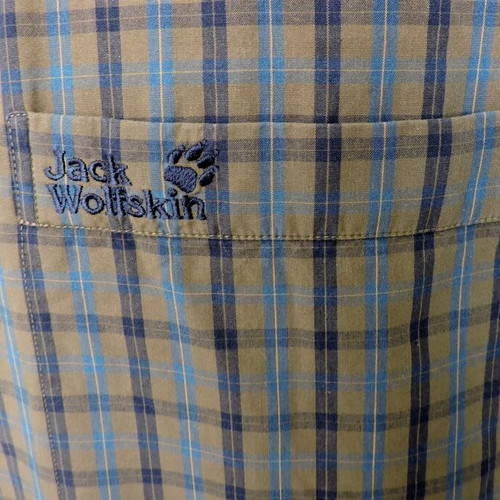 Jack Wolfskin Mens Brown Checked Organic Cotton Shirt XXL like new