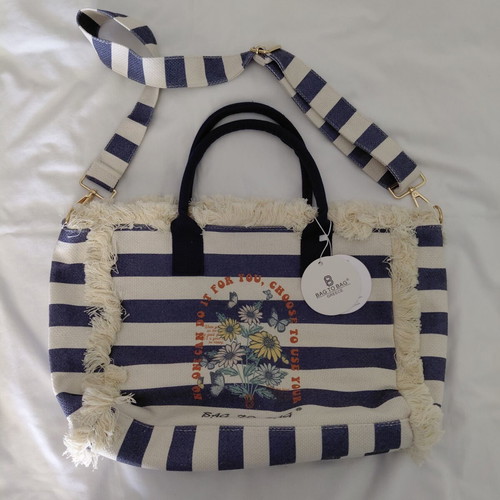 Bag to Bag shoulder bag new, blue cotton beach and city
