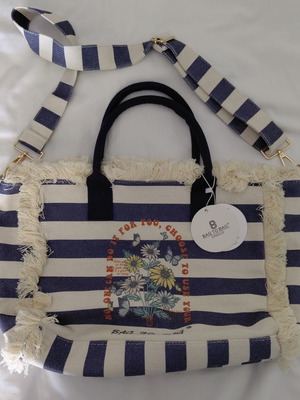 Τσάντα Bag to Bag ώμου καινούργια, μπλε βαμβακερή για παραλία και πόλη