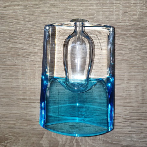 Krosno glass oil candle holder blue and clear, like new