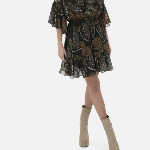 Lace brown mini dress with see-through fabric, like new