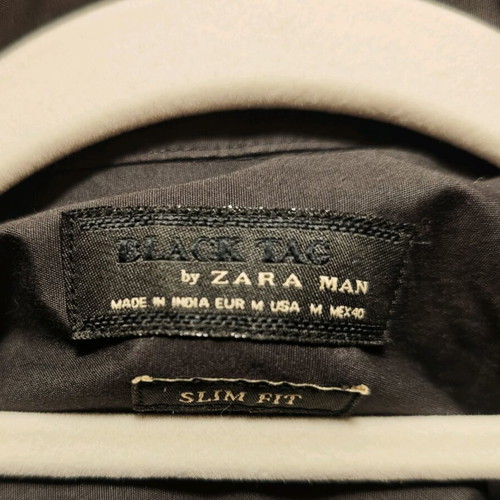 Zara men's shirt medium slim-fit anthracite with silver details like new