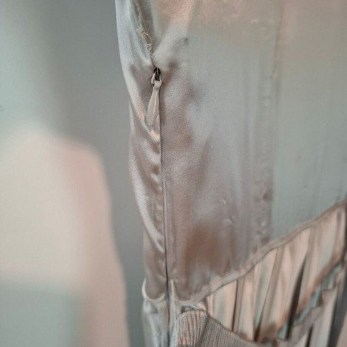 BCBG Max Azria Runway satin dress size L like new, silver