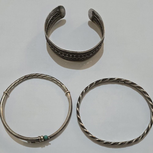 Silver bracelet set, 3 pieces, 925 and 900 silver