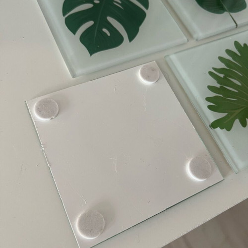 Glass coasters with cases, set of 7, new