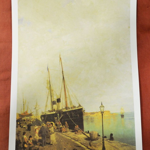 Painting by Konstantinos Volanakis "Stin Apovathra" new, replica 70x45cm