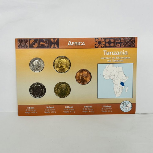 Tanzania Uncirculated 5-Coin Animal Set Littleton Display Card