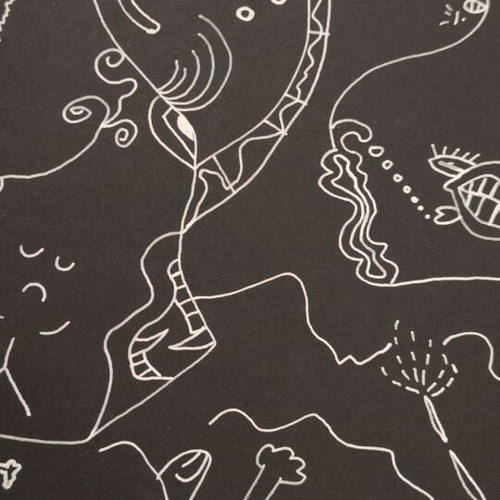 Original Artwork Cosmic Alchemy White Gel Pen on Black Paper New