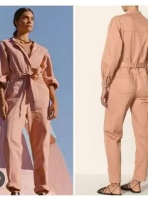 KIVARI denim jumpsuit pink-salmon like new