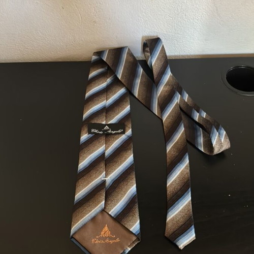 Chris Angelo men's tie 100% silk like new, blue and brown