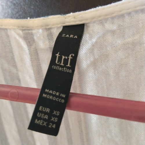 Zara linen striped dress white and blue XS like new with lining