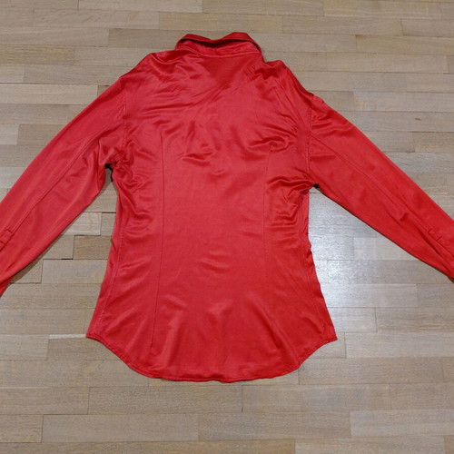 Yves Saint Laurent women's satin shirt size L used, red and orange