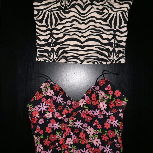 Women's tops new with thin straps, size XS, black and multicolor