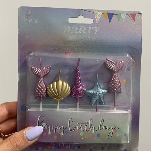 Mermaid party theme set new with cake decorations, 10 hats, 12 candy boxes, 3 candle boxes