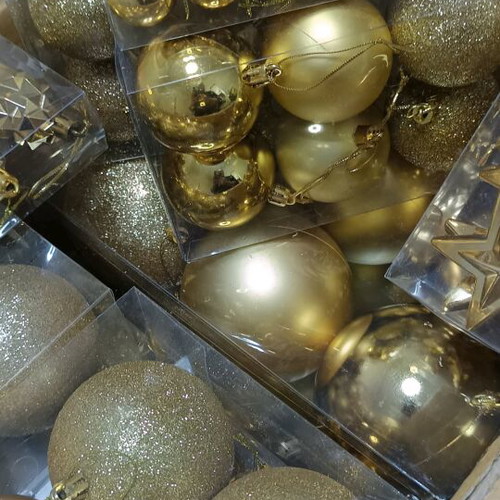 Gold Christmas tree ornaments new, set of 248 pieces