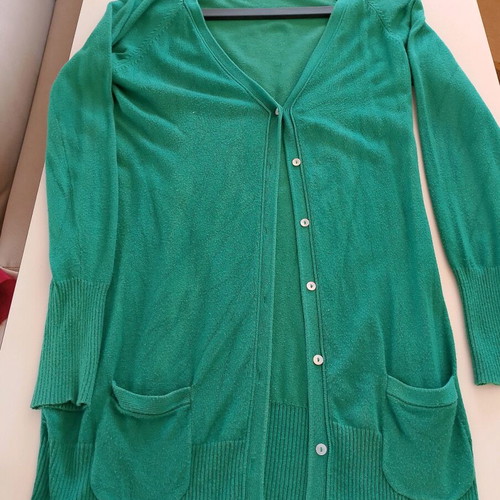 Green long cardigan used, size L
