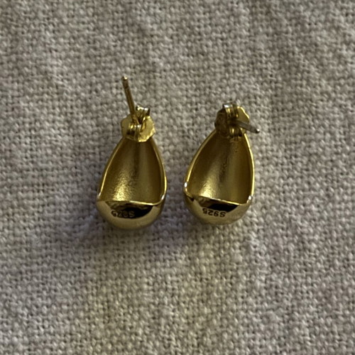 Silver gold-plated teardrop earrings new with glossy finish