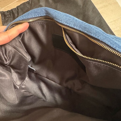 Denim shoulder bag like new with bronze details