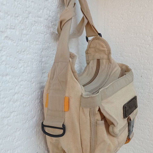 Crossbody bag, beige, large and spacious