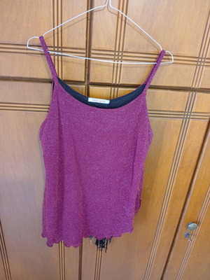 Women's shiny Extra Large top used, burgundy with side mesh detail