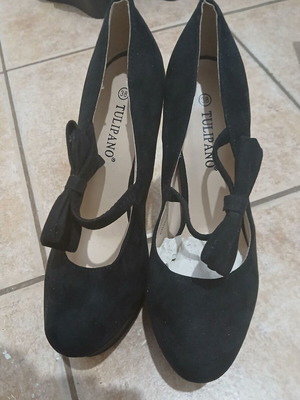 Tulipano black high-heeled women's shoes size 38