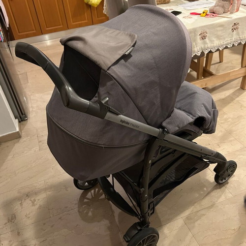 Inglesina Trilogy stroller used, denim color with footmuff and rain cover