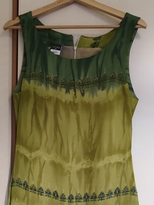 Μάξι φόρεμα Anel tie-dye πράσινο λάιμ σαν καινούργιο με σκίσιμο στο πλάι