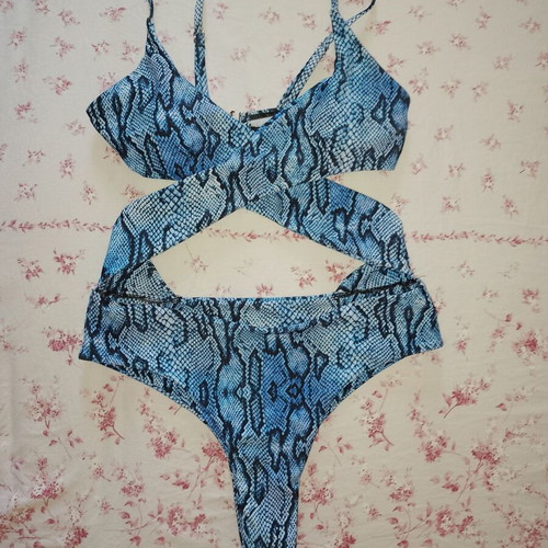 Women's swimsuit with crossed front design, animal print, size S, new