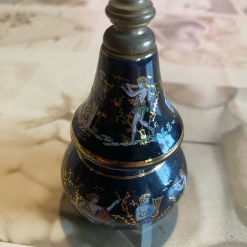 Perfume bottles used, set of 5, vintage Greek Bardaco in black ceramic