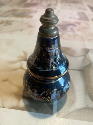Perfume bottles used, set of 5, vintage Greek Bardaco in black ceramic