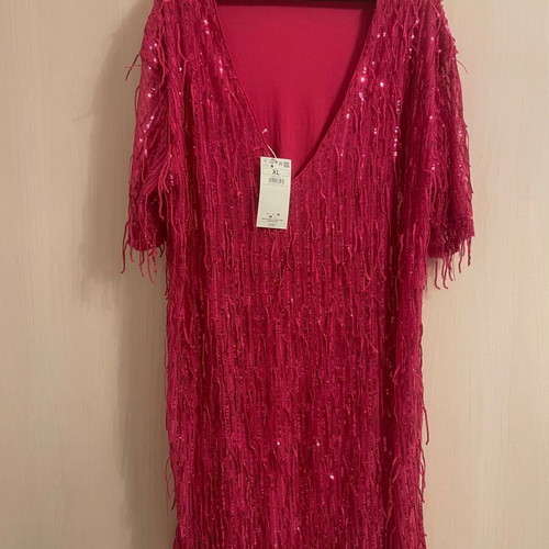 Evening dress with sequins new, size XL, hot pink