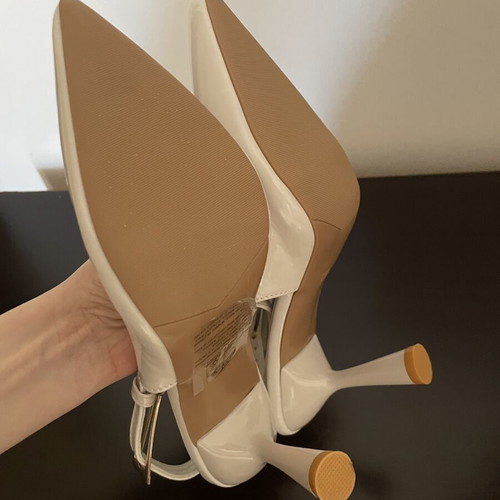 Beige patent leather slingback heels size 36, new