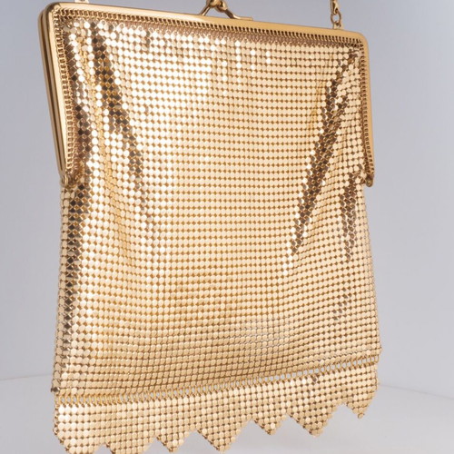 Vintage Whiting & Davis Style Gold Metal Mesh Evening Bag used
