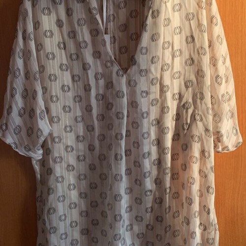Sheer shirt new with gold thread JusTop beige and gold