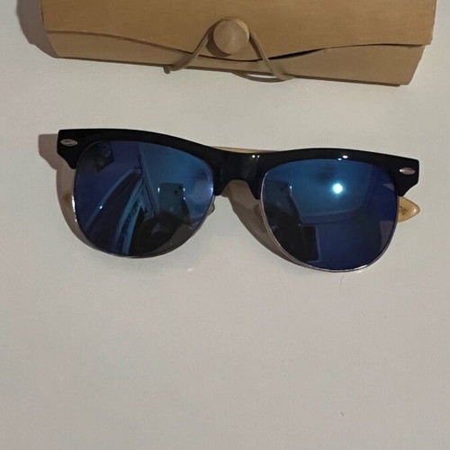 Vaganza sunglasses used, blue with wood effect